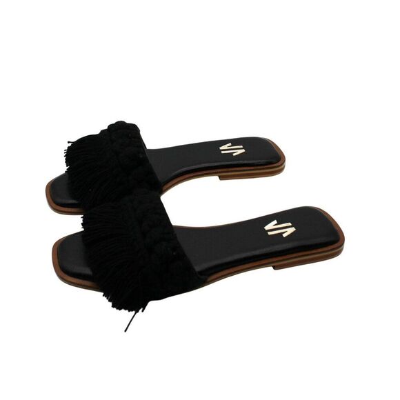 Silvia Cobos Women S Candy Fringe Flat Sandals - Black - Picture 5 of 8